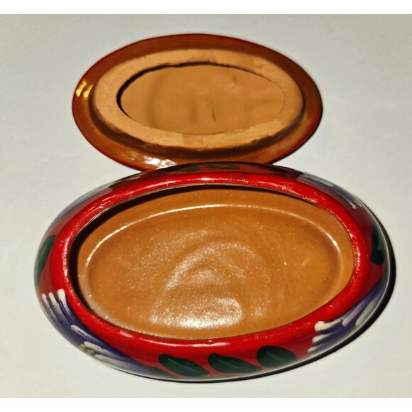 Hand-Painted Ceramic Sunflower Design Oval Trinket Box With Lid - Picture 6 of 9